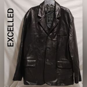 SALE! Excelled Classy Black Leather Jacket Sz.2XL (BX86)